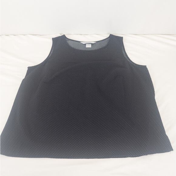 Nappa Valley Shirt Womens Plus 1X Black Top Polka Dot Sleeveless‎ Round Neck - Picture 3 of 9